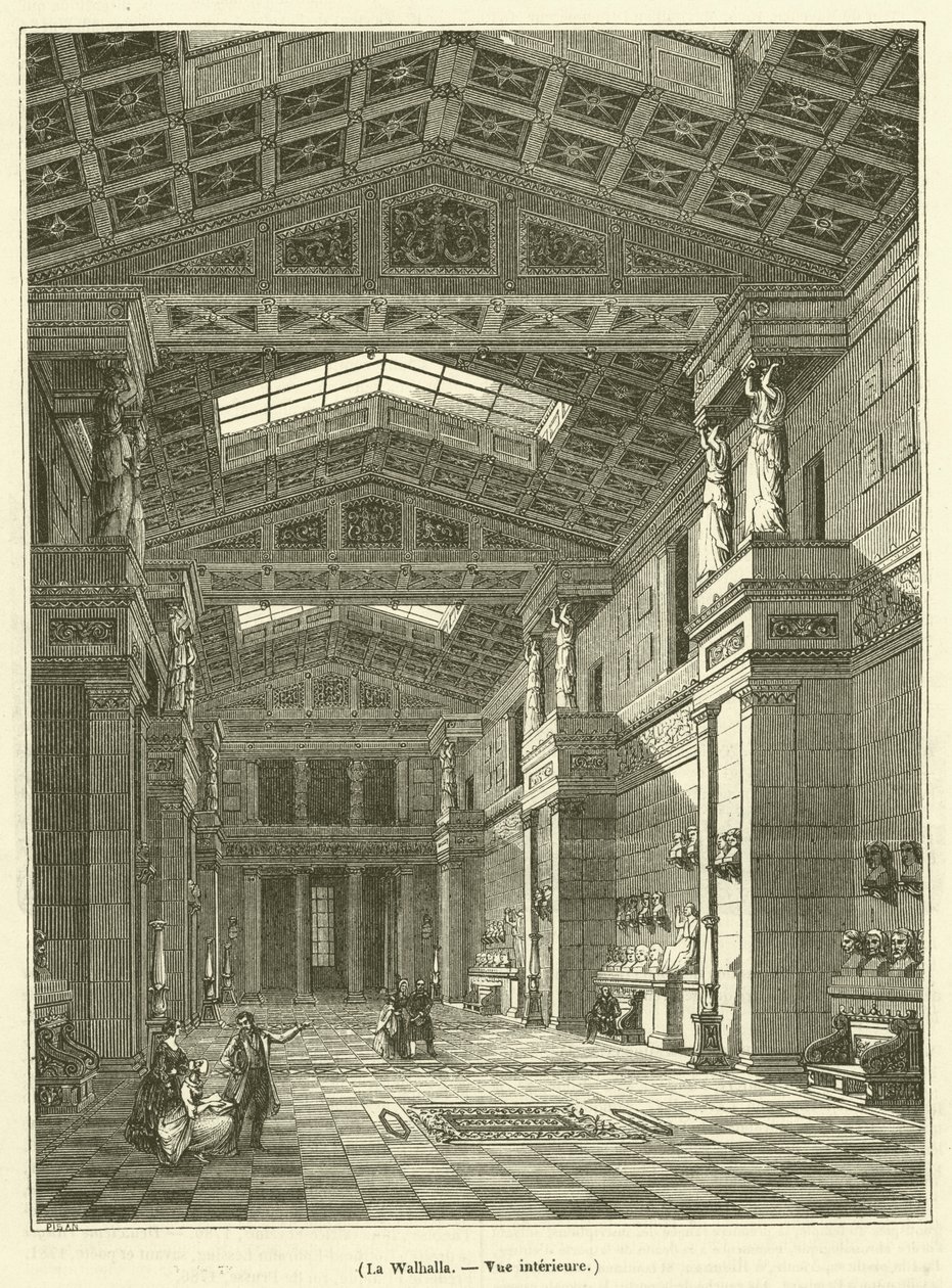O Walhalla, vista interior (gravura) de French School