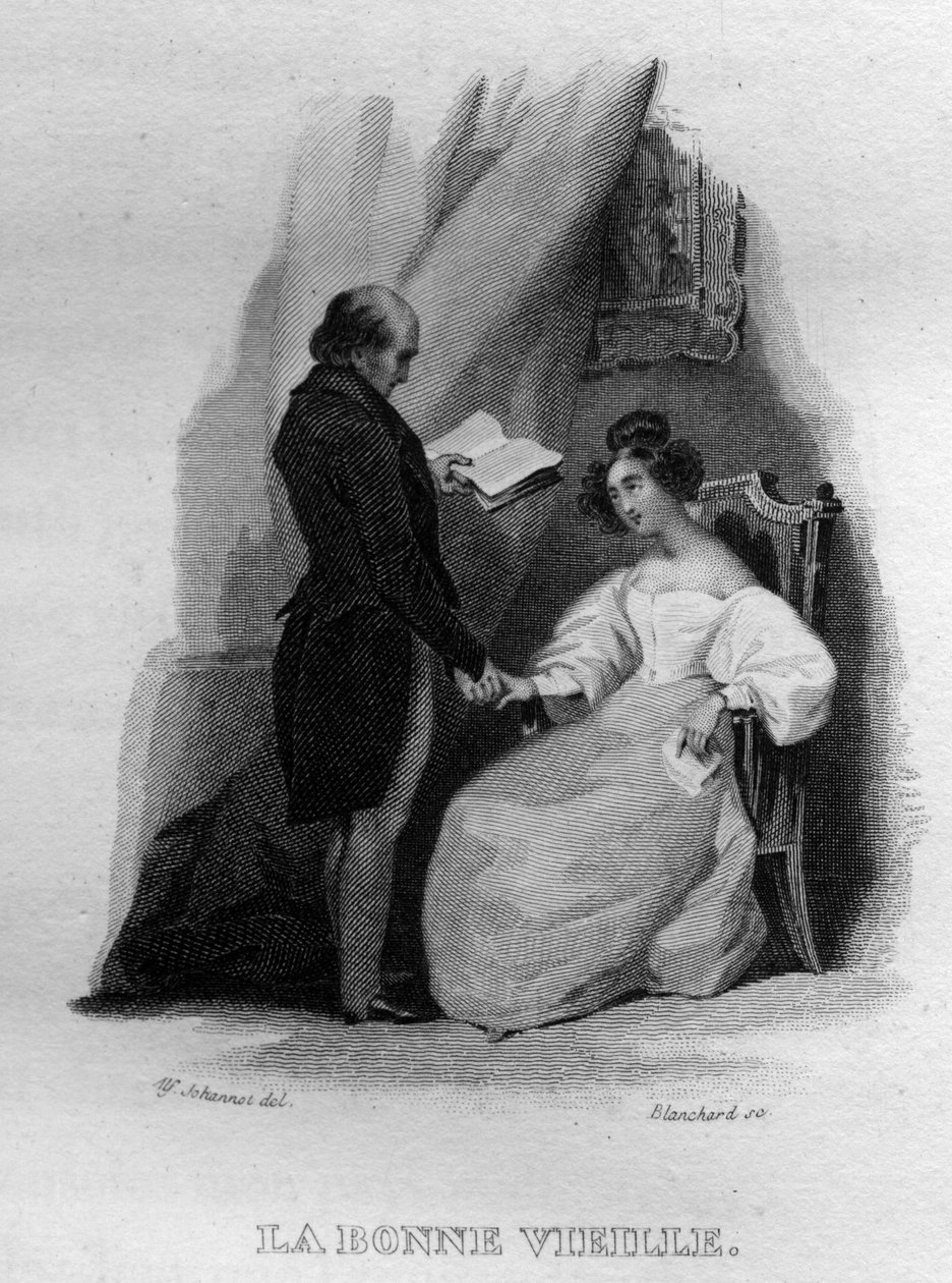 La bonne vieille Chanson de Beranger em "Oeuvres complete" (1834) de Pierre Jean de Beranger (1780-1857), poeta e compositor francês. de French School