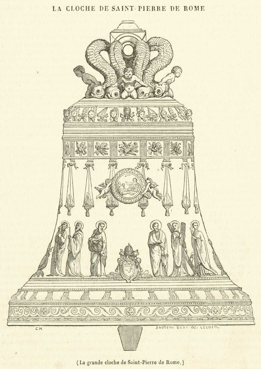 O grande sino de São Pedro em Roma (gravura) de French School