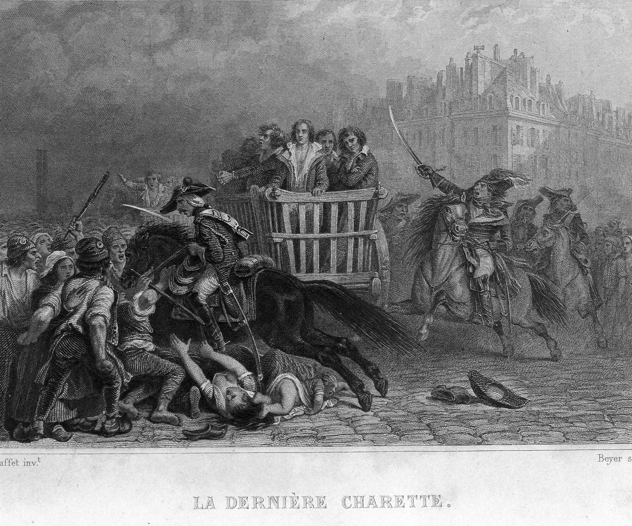La última charrette - em "Revolution francaise" de Thiers. Século XIX de French School