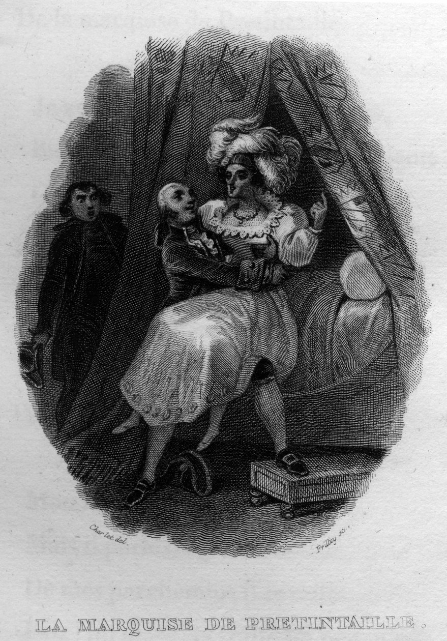 La marquise de pretintaille Chanson de Beranger em "Oeuvres complete" (1834) de Pierre Jean de Beranger (1780-1857), poeta e compositor francês. de French School