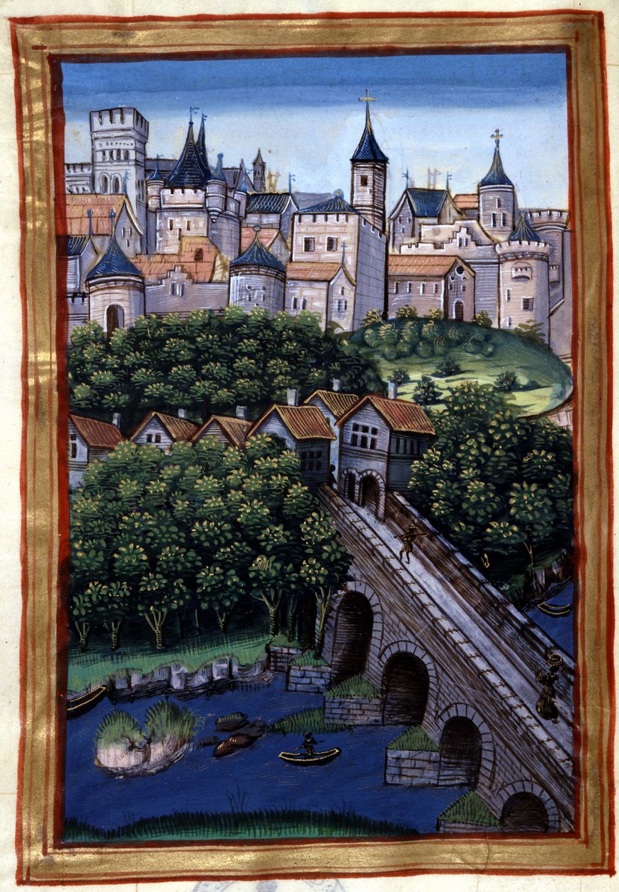 La ville de Lyon - em "Roman de Palamus, conto de Leão" de Simphorian-Champier de French School