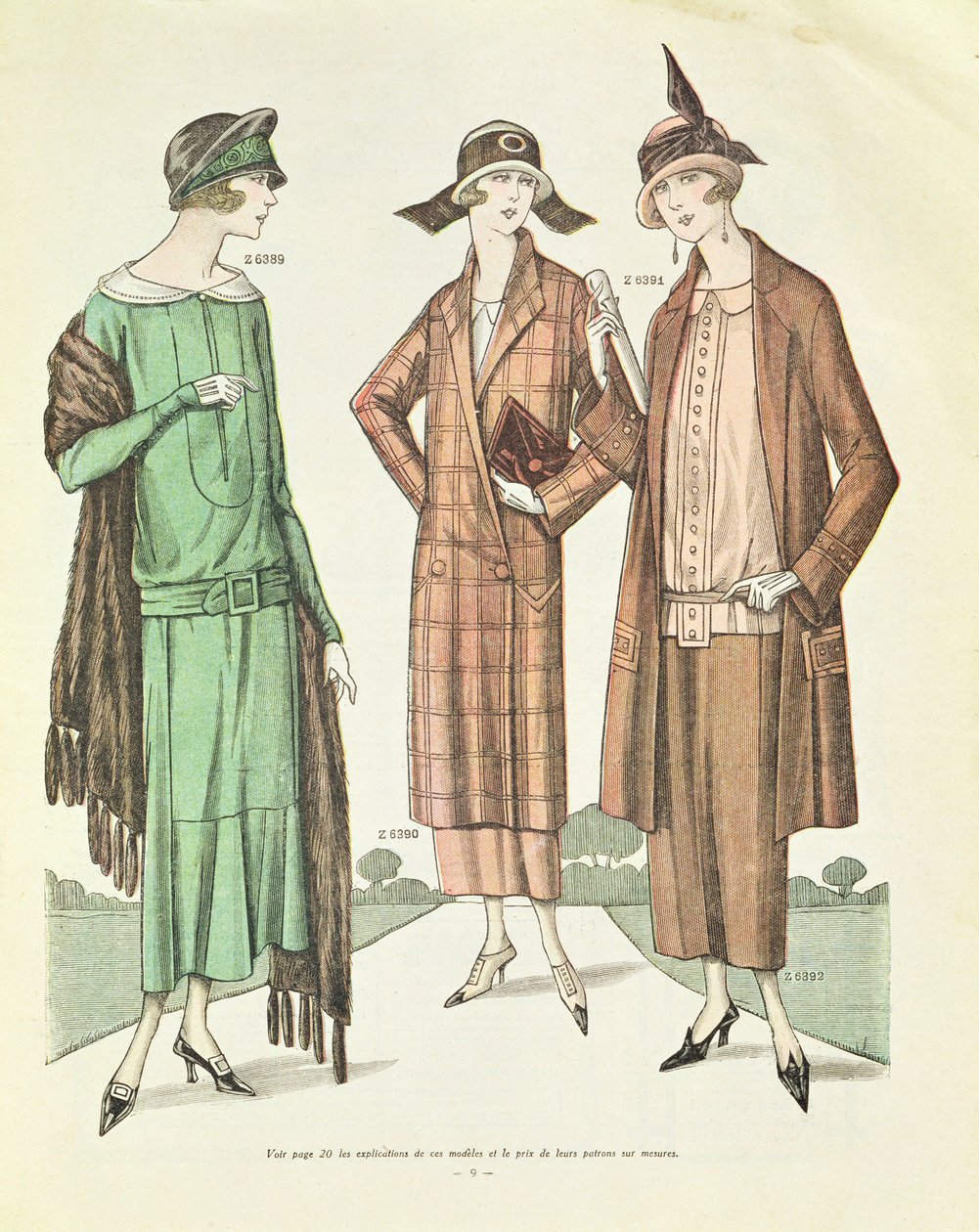 Moda feminina, ilustração da verdadeira moda francesa de Paris, 1924 de French School
