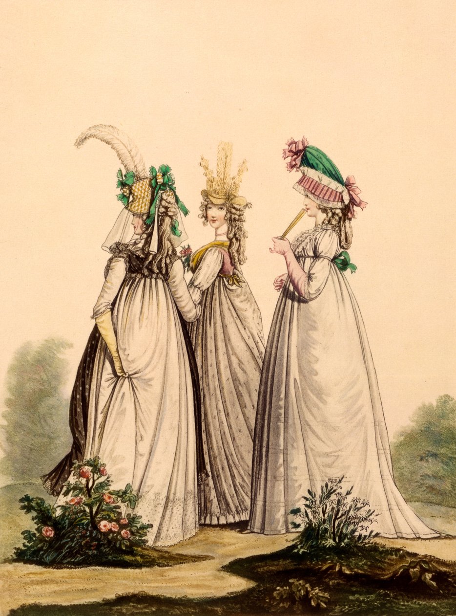 Ladies in Day wear - Modos Anglaises, 1795 de French School