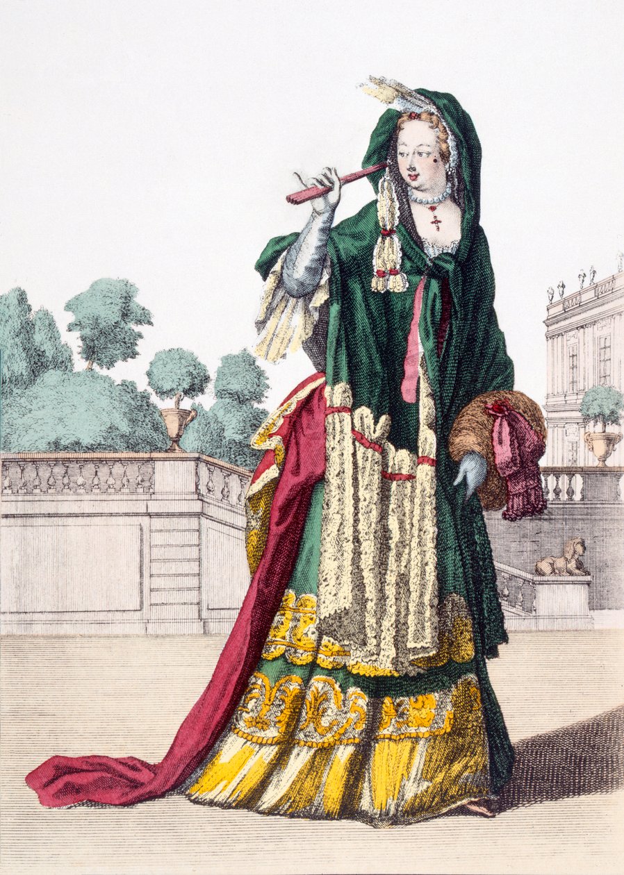 Xaile de seda verde Ladys, 1650 de French School