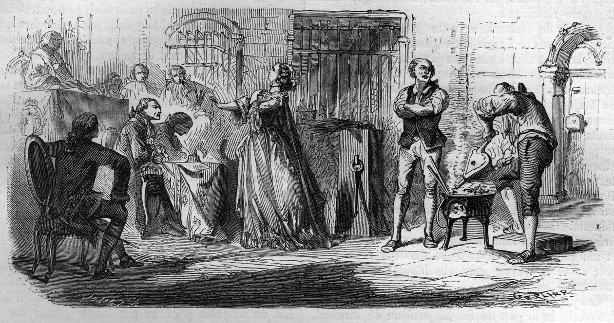 O Caso do Colar da Rainha: Madame de la Motte (1756-1791) Gravação em "Histoire des papes-kings-queens-et-empereurs a travessa les centuries" por Maurice Lachatre de French School
