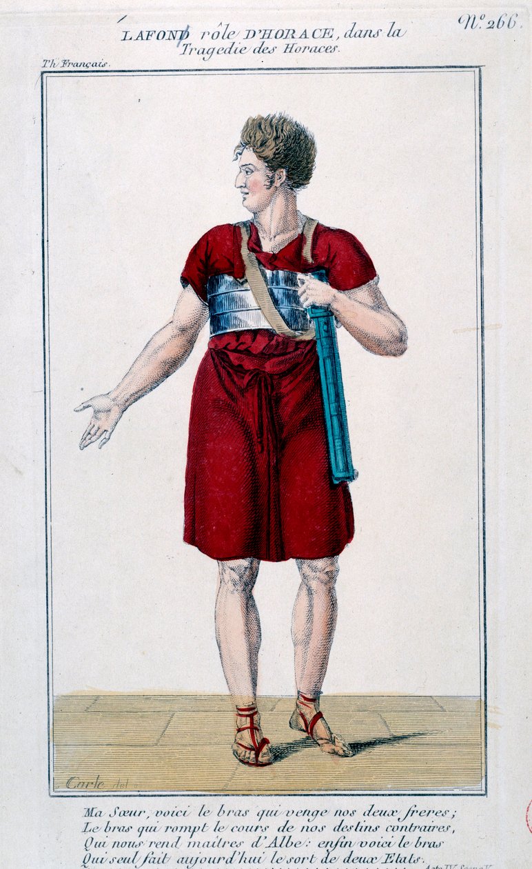 Lafon no papel de Horace na tragédia de Horacespiece de Corneille (1640). Gravura do século XIX. Paris, Comedie Francaise. de French School