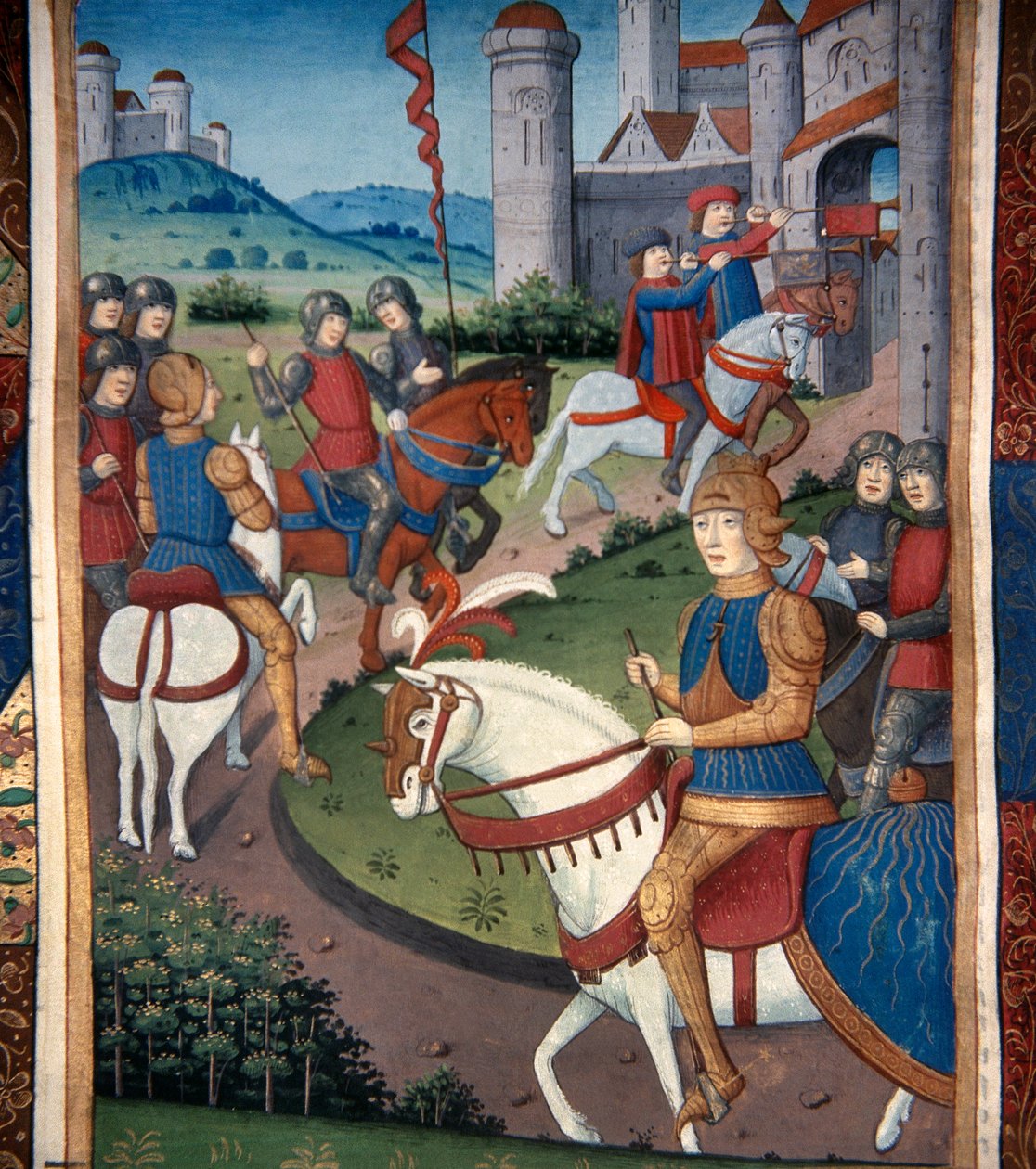 Lancelot Chegada a uma Aldeia Francesa (vellum) de French School