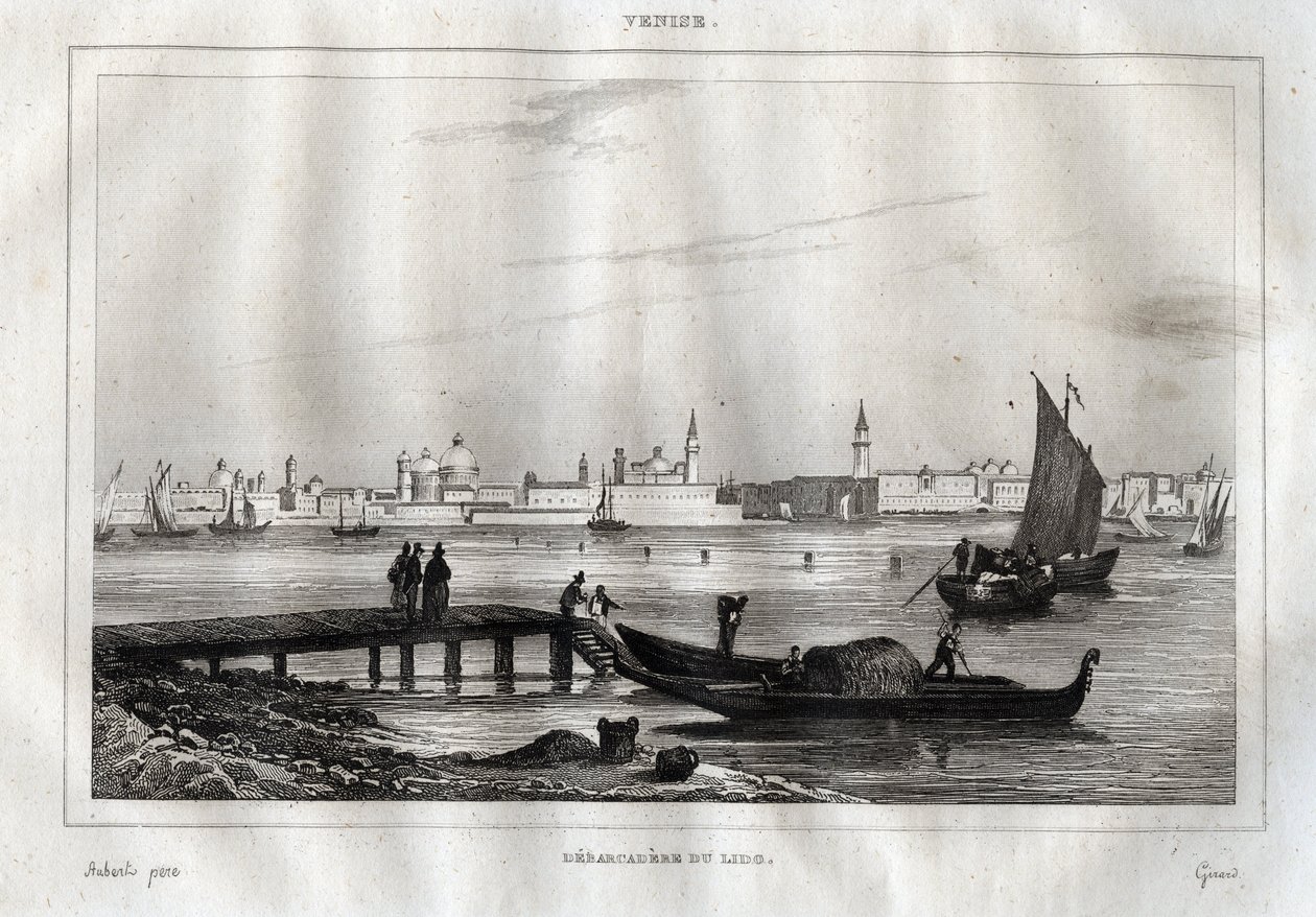 Estágio de pouso do Lido de Veneza - Gravura da "Pitoresca Itália" de M. de Norvins, Ch. Nodier 1834-1836. de French School