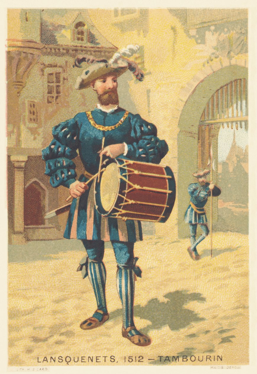 Lansquenets, pandeiro em 1512 (mercenários, principalmente alemães, nos séculos 15 e 16) de French School