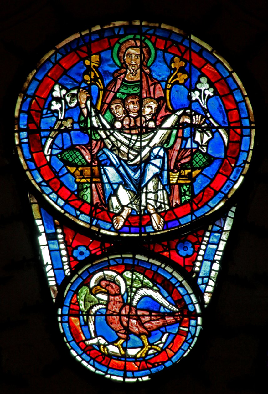 Juízo Final: o seio de Abraão com 3 almas; Águia de St Johns abaixo (w143) de French School