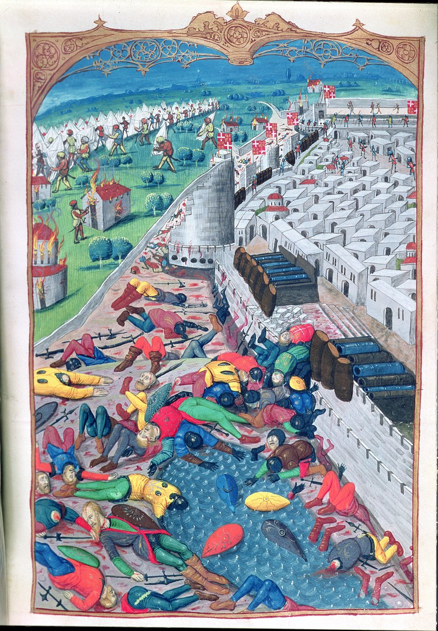 Lat 6067 após capitulação honorável, de uma história do cerco de Rodes por Guillaume Caoursin, 1483 de French School