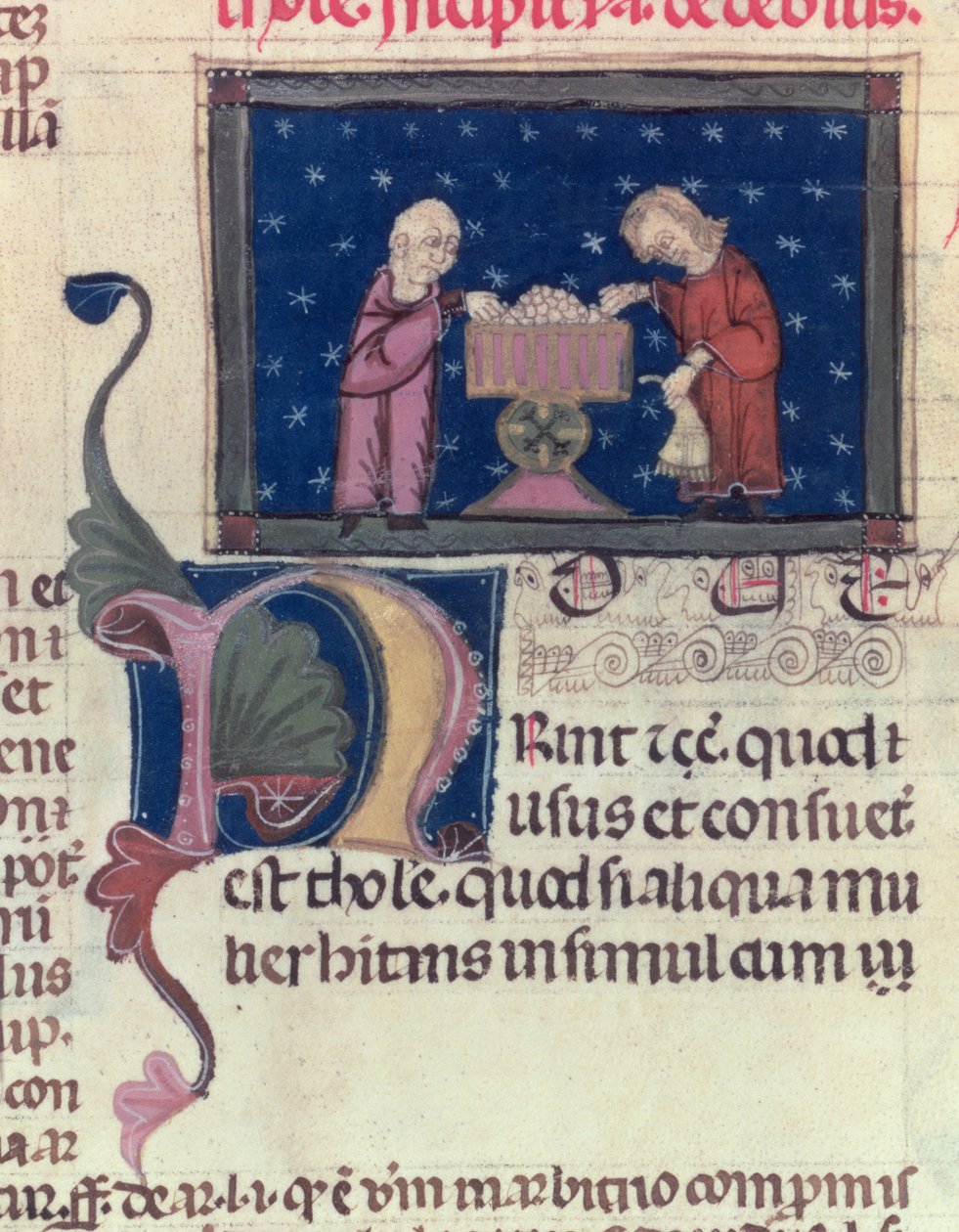 Lat 9187 fol.11v O devedor, de Coutumes de Toulouse, 1296 de French School