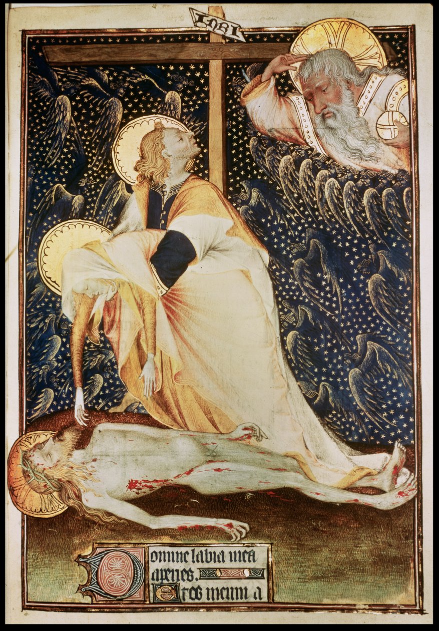 Lat 9471 f.135 A Deposição de Cristo, feita por Yolanda, viúva de Luís II de Anjou, conhecida em sua vida como rainha da Sicília, das Grandes Heures de Rohan, 1418 de French School