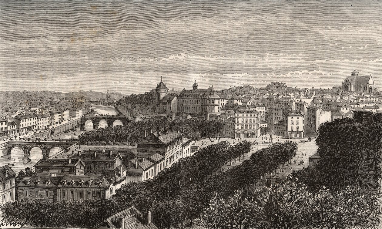 Laval - Mayenne - Pays de la Loire - gravura em "La France illustree: geography, history, administration statistique" de V.A. Malt-Brown. 1884 de French School