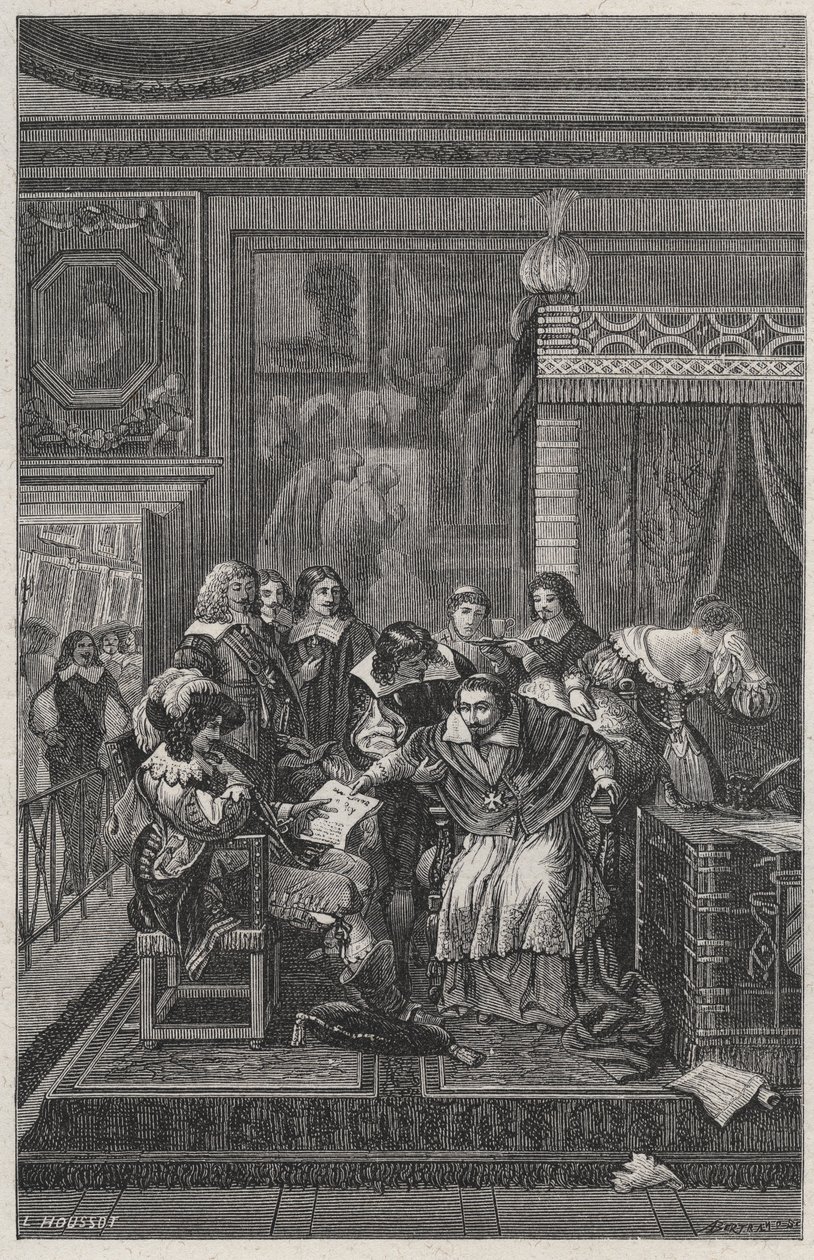 Le Cardinal de Richelieu mourant Lithography de Charles Motte (1785-1836) em "Les Hommes Celebres de la France" de Louis Dumas 1889 de French School