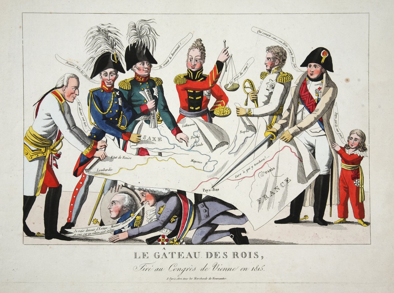 O Gateau des Rois, atirar no Congresso de Viena em 1815, pub. de French School