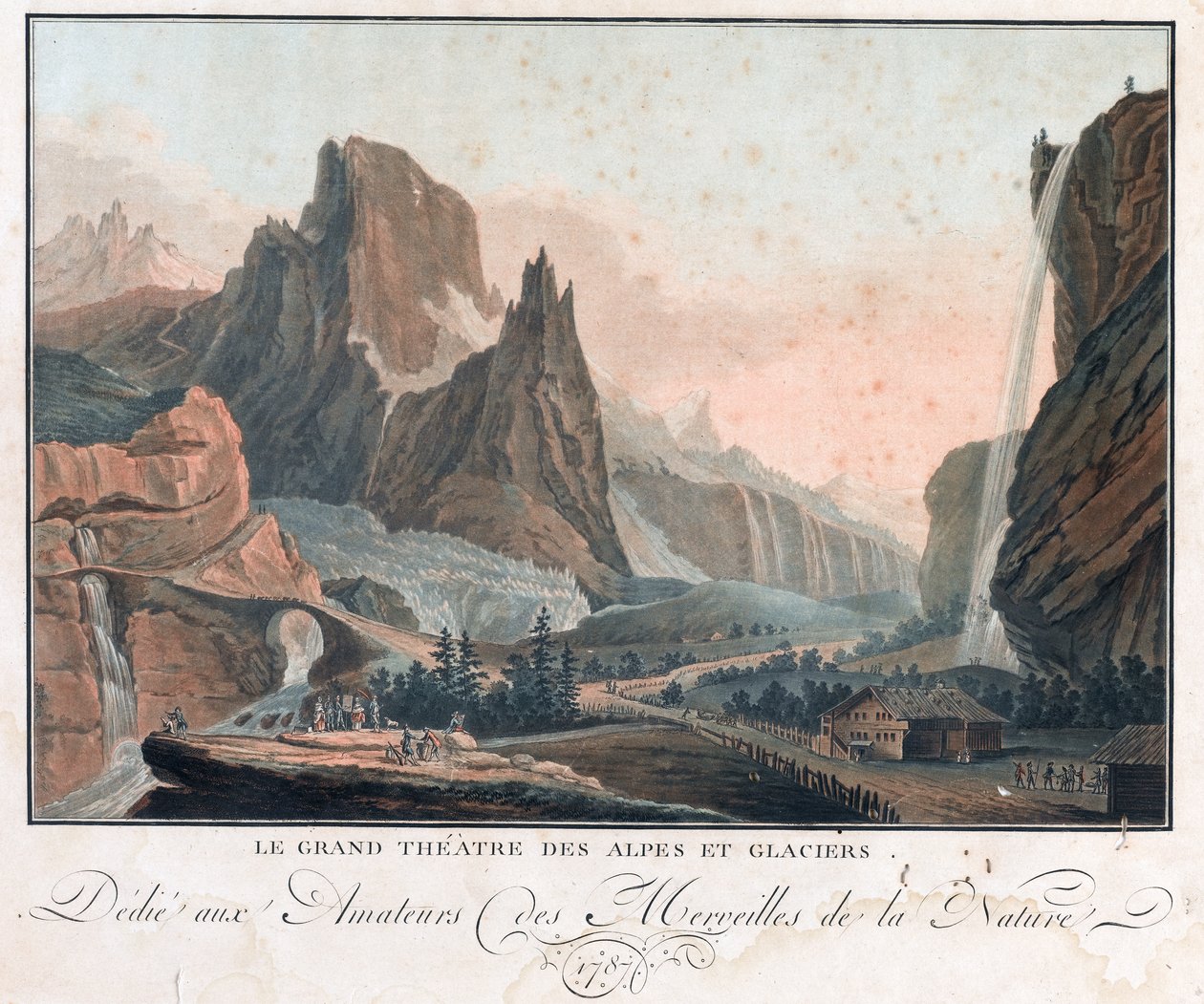 O Grande Teatro dos Alpes e Glaciares,
1787 (Gravura e água-tinta) de French School