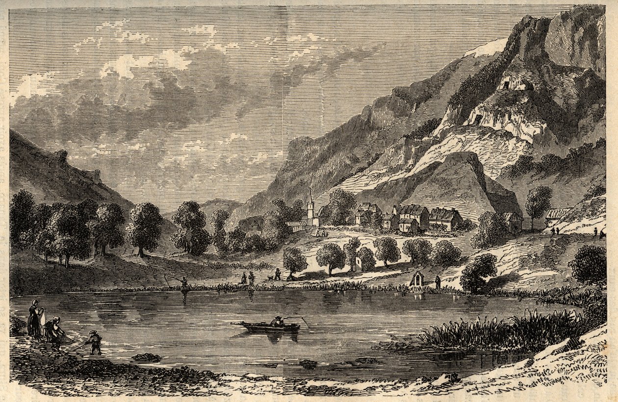 Le Lauzet-Ubaye - Le lac du Lauzet - comuna do departamento de Alpes-de-Haute-Provence no sudeste da França - gravura em "PATRIE" - DESCRIÇÃO PECTUREQUIREQUE DE LA FRANCE EN 6 VOLUES BY LUCIEN HUARD - final do século XIX de French School
