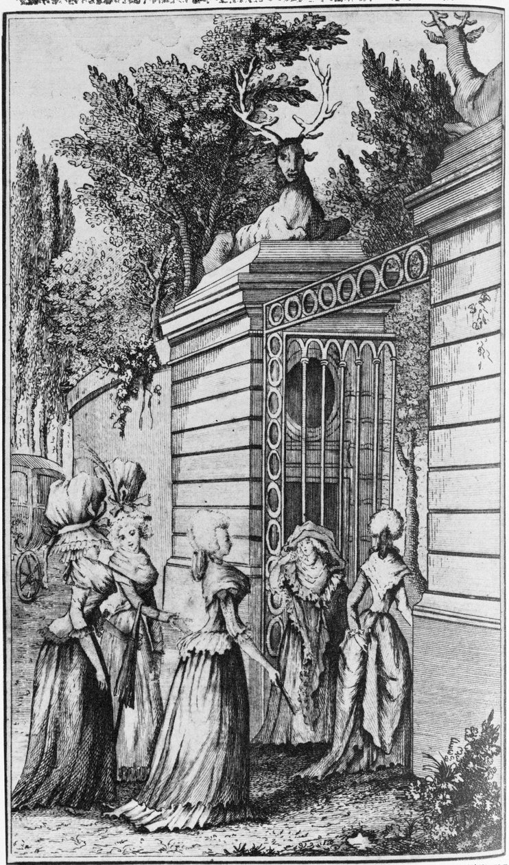 Le Parc aux Cerfs, o portal para o porto real de Luís XV (1710-1774), administrado por Madame de Pompadour (1721-64) de French School