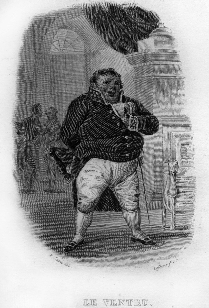 Le Ventru Chanson de Beranger em "Obras Completas" (1834) de Pierre Jean de Beranger (1780-1857), poeta e compositor francês. de French School