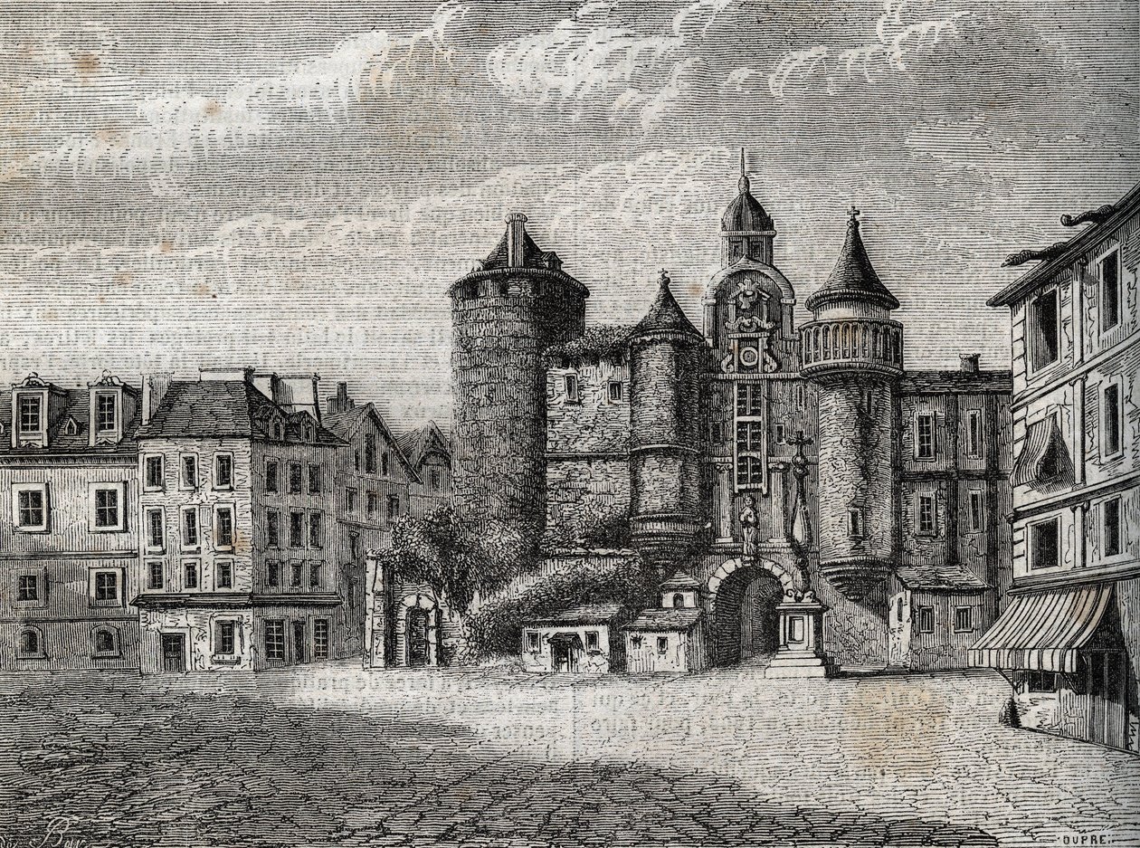 Le Vieux Paris - le Grand Chatelet - Gravura na "História física, civil e moral de Paris: desde os primeiros tempos históricos até aos nossos dias" de Jacques Antoine Dulaure de French School