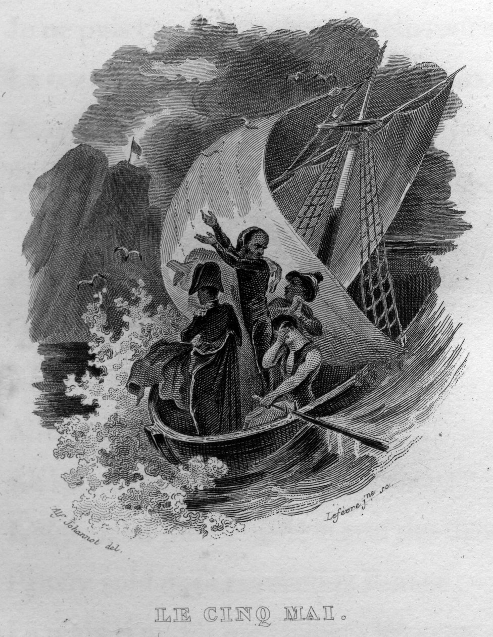 Le cinq mai Chanson de Beranger em "Oeuvres complete" (1834) de Pierre Jean de Beranger (1780-1857), poeta e compositor francês. de French School