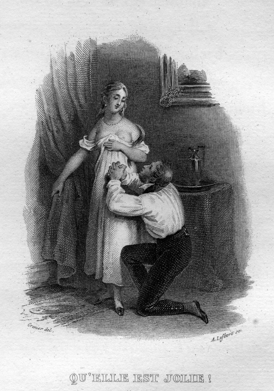 Le elle est Jolie Chanson de Beranger em "Oeuvres complete" (1834) de Pierre Jean de Beranger (1780-1857), poeta e compositor francês. de French School