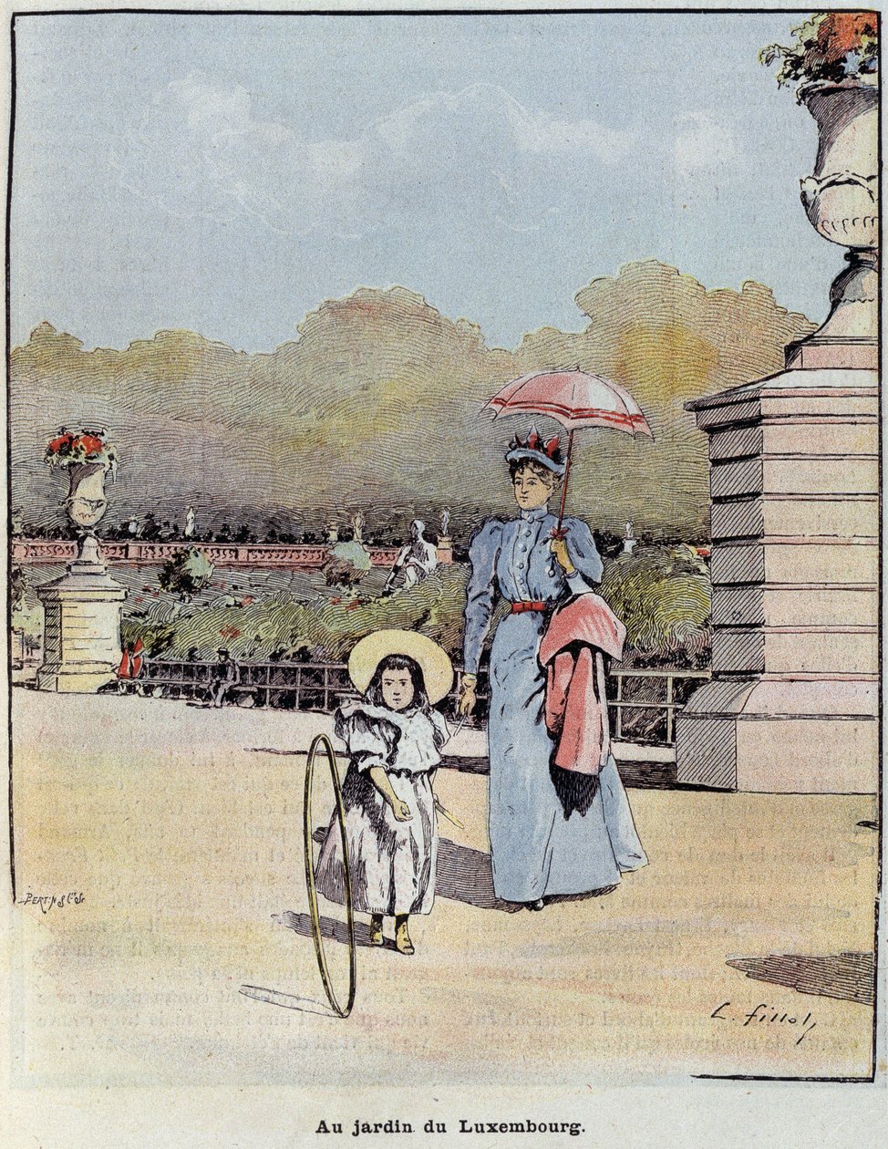 Le jardin du Luxembourg - em “O Pequeno Francês ilustrado” ”de 21-07-1900. de French School