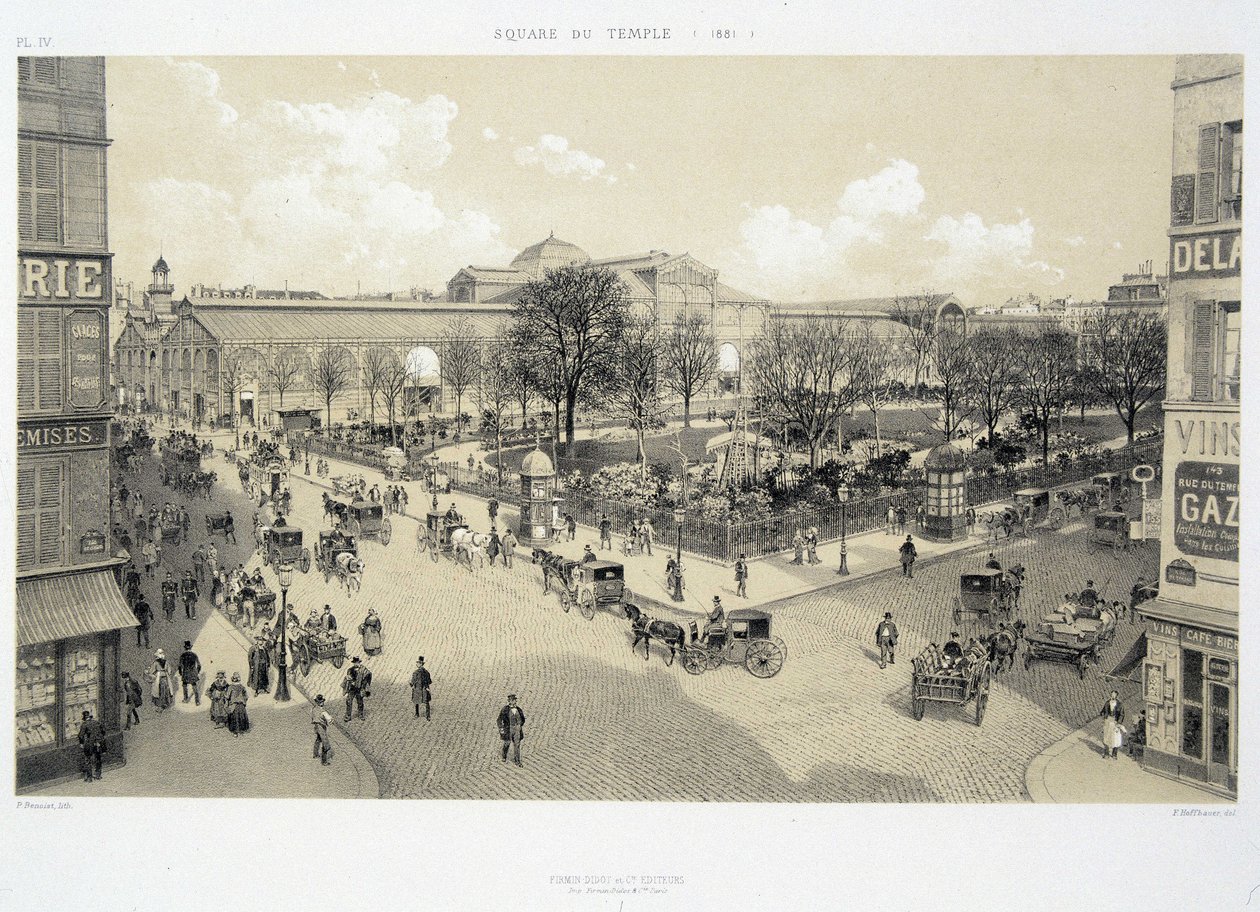 Le square du temple en 1881 - in "Paris through the ages: le temple et la rue Royale", final do século XIX de French School