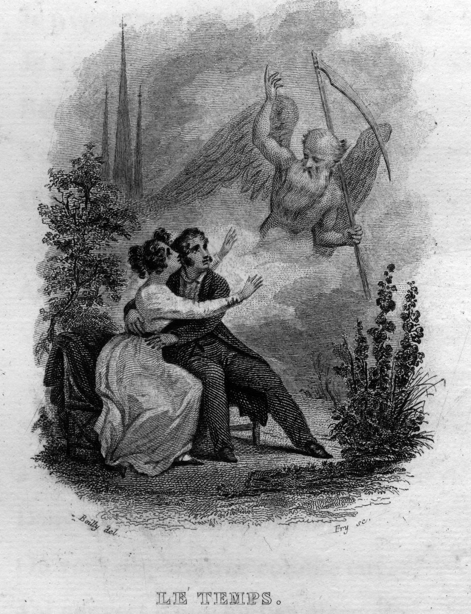 Le temps Chanson de Beranger em "Oeuvres complete" (1834) de Pierre Jean de Beranger (1780-1857), poeta e compositor francês. de French School