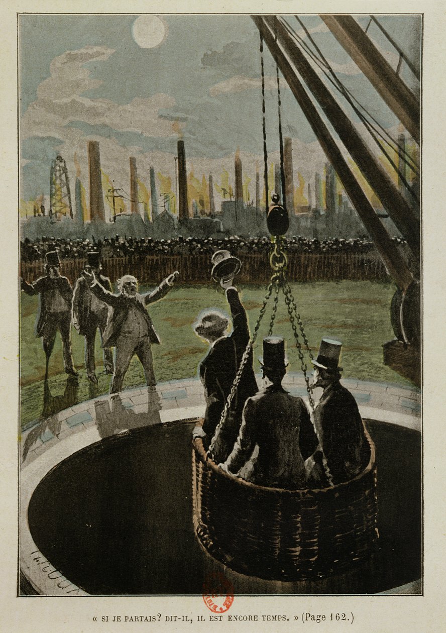 Deixando para a lua, da terra à lua por Jules Verne (1828-1905) publicado em 1865 de French School