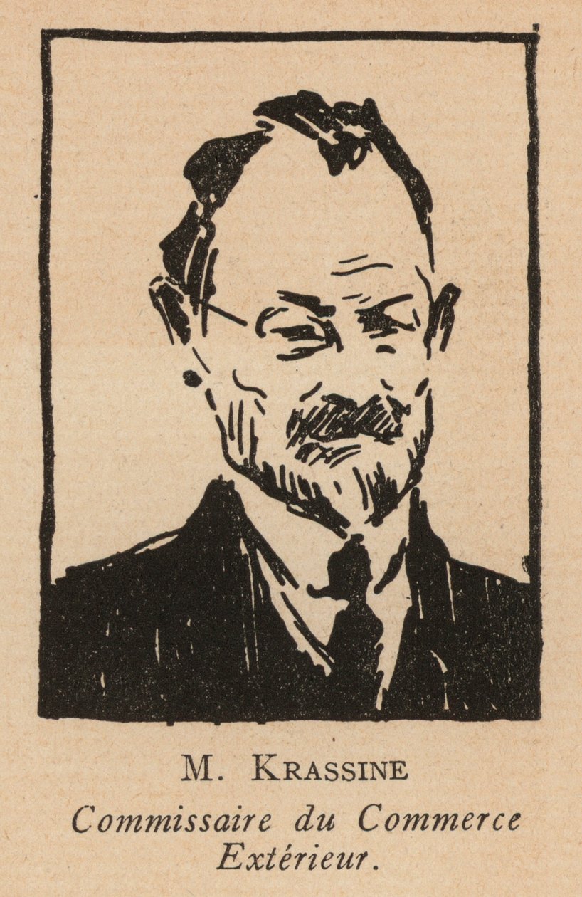 Leonid Krasin, político revolucionário bolchevique russo e Comissário do Povo para o Comércio Externo (litografia) de French School