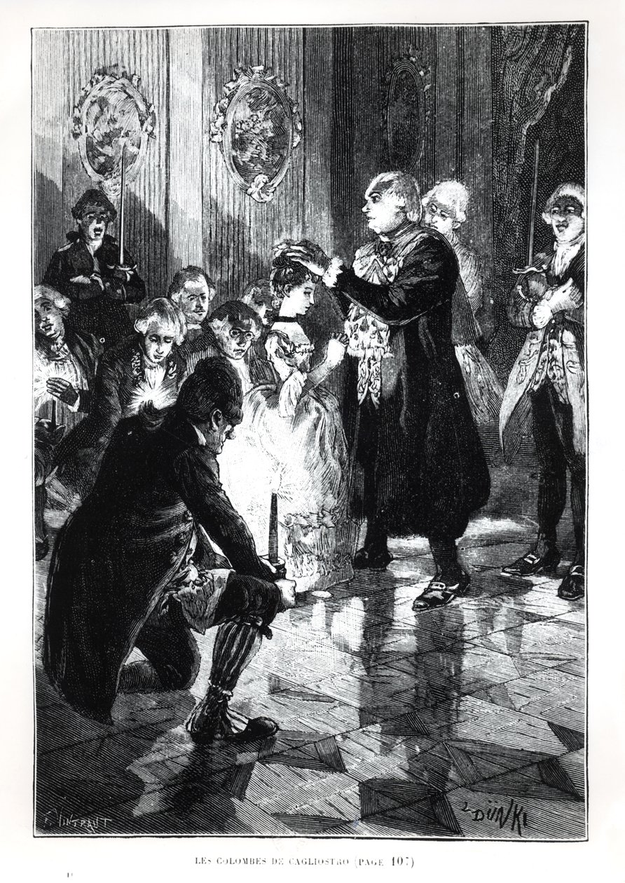 As pombas de Cagliostro, ilustração das maravilhas da ciência por Louis Figuier 1819-94) publicaram em Paris, 1893 de French School