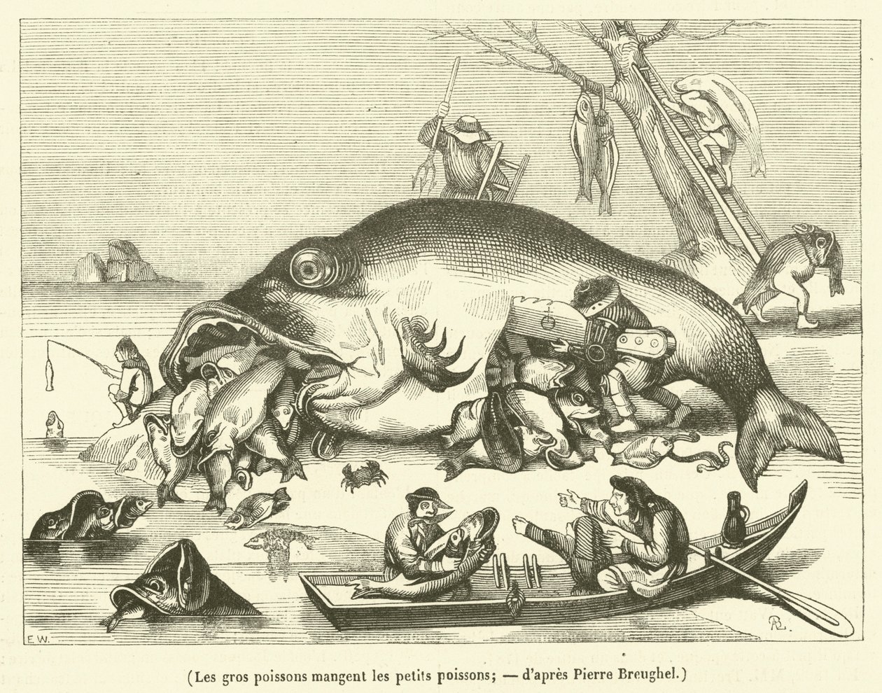 Os peixes grandes comem os peixes pequenos (engorda) de French School