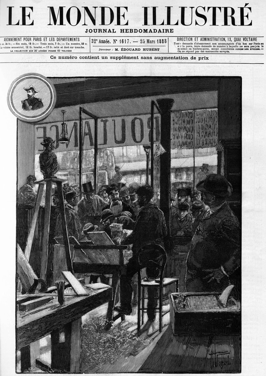 Les manifestations boulangistes à Paris, em "Le Monde illustrious", em 1888. de French School