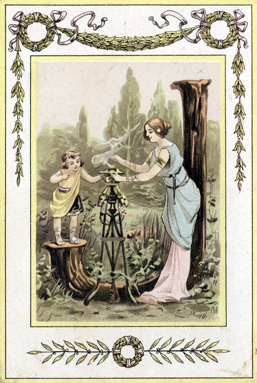 Carta representando uma mãe e uma filha, final do século XIX (cromolitografia) de French School