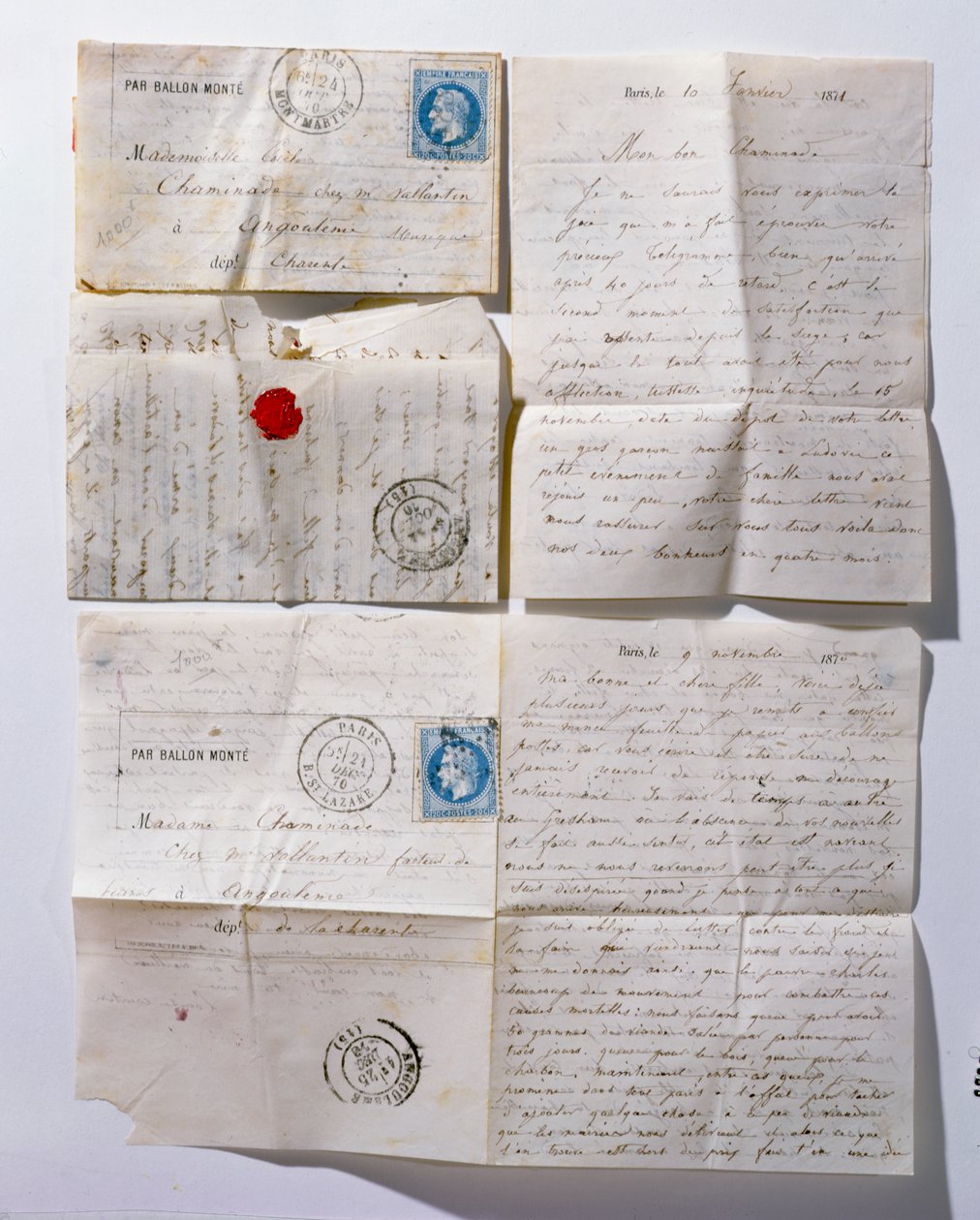 Cartas enviadas a Paris por balão durante o cerco de 1871 de French School
