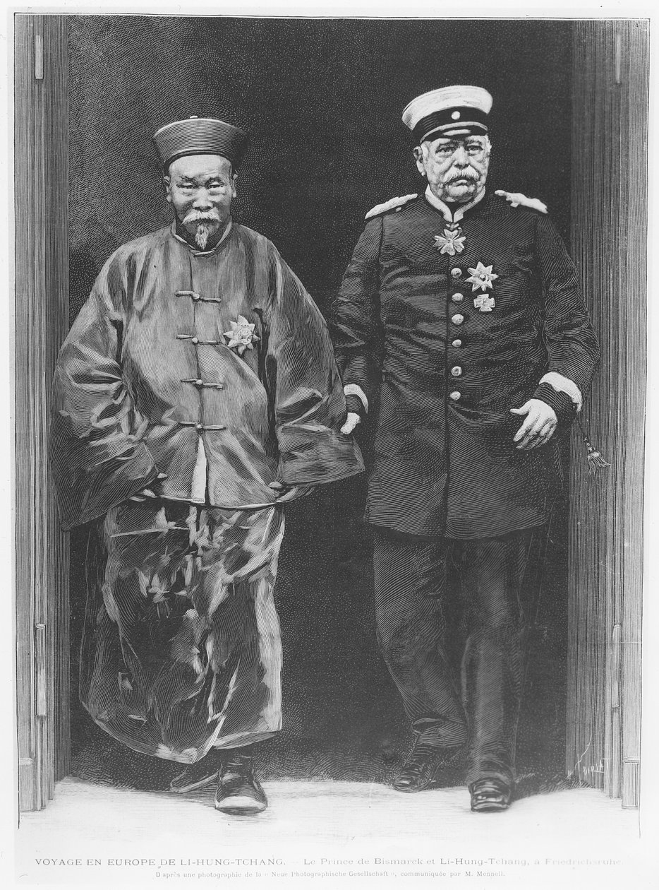 Li-Hung-Tchang em turnê pela Europa em 1896 com Otto von Bismarck de French School