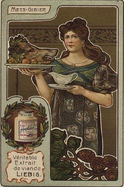 Cartão de comida ilustrado italiano Liebig, início do século 20 de French School