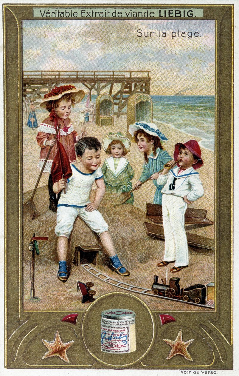 Liebig chromolithography série "Beach Game" de crianças. sd. Século XIX de French School
