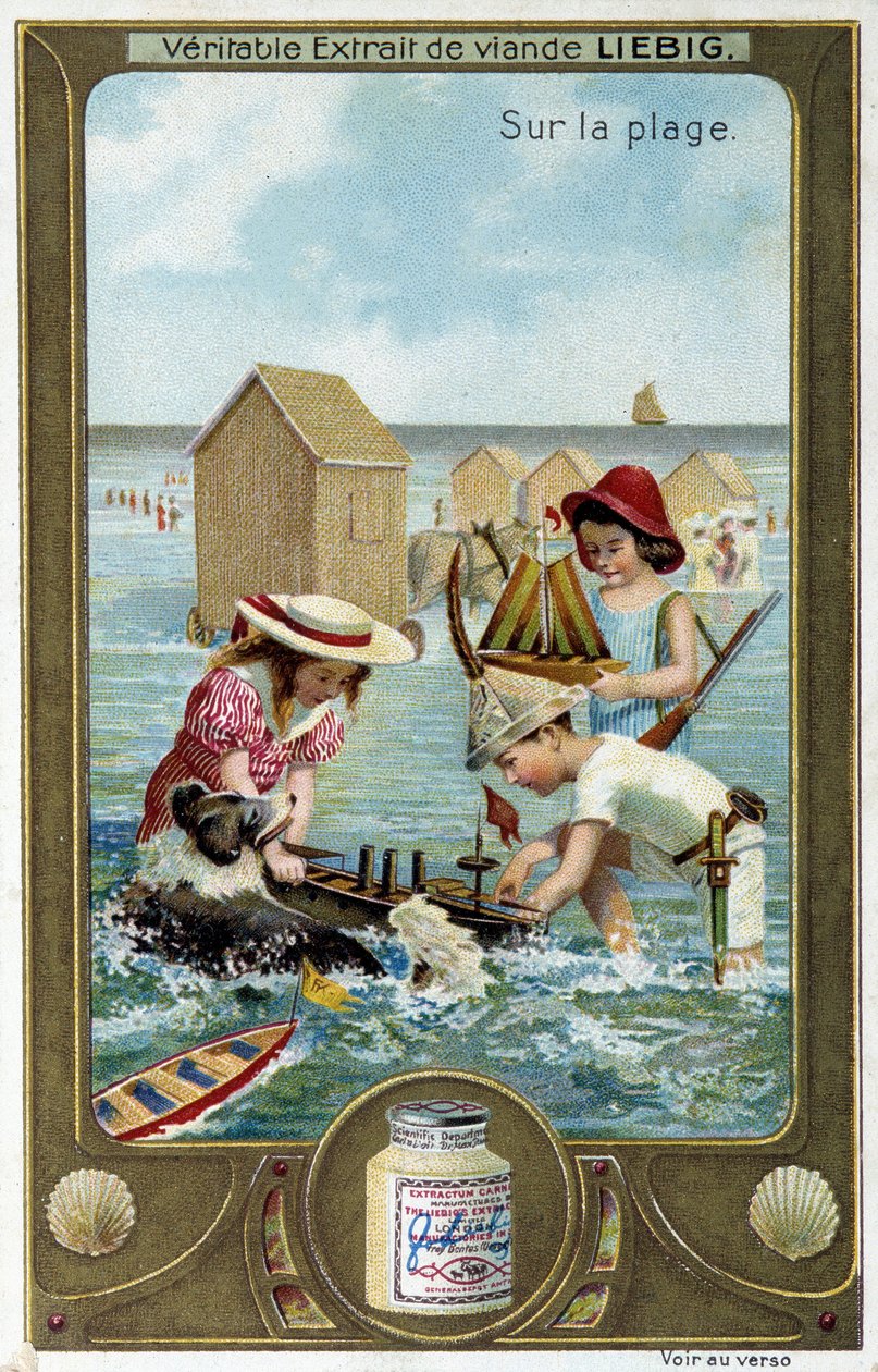 Liebig chromolithography série "Beach Game" de crianças. sd. Século XIX de French School