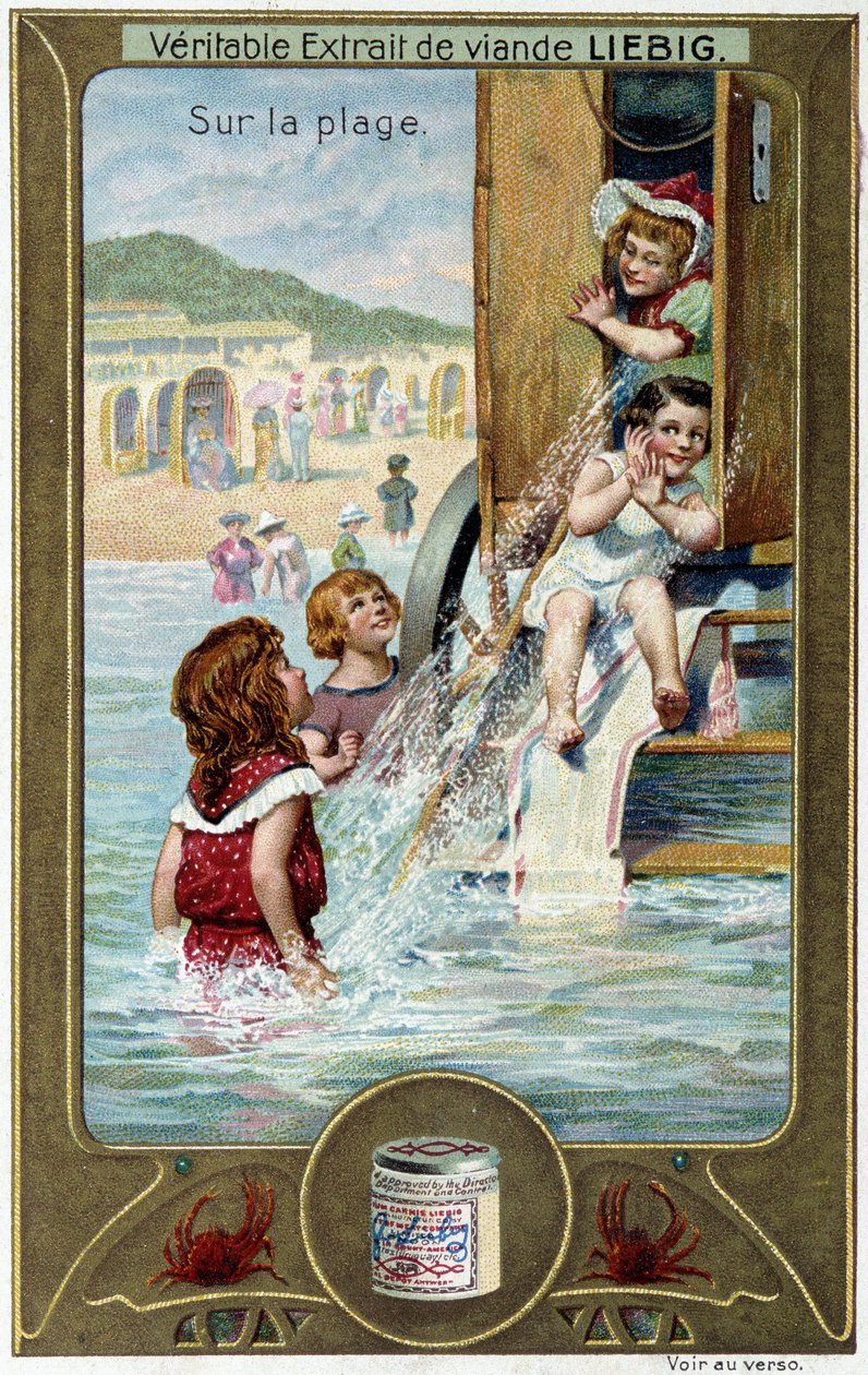 Série de cromolitografias Liebig "Jogo de praia" de crianças. sd. Século XIX de French School