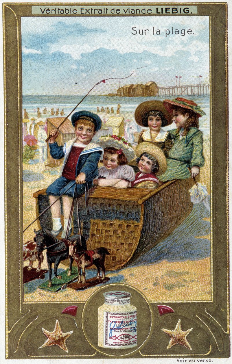 Série de cromolitografias Liebig "Jogo de praia" de crianças. sd. Século XIX de French School