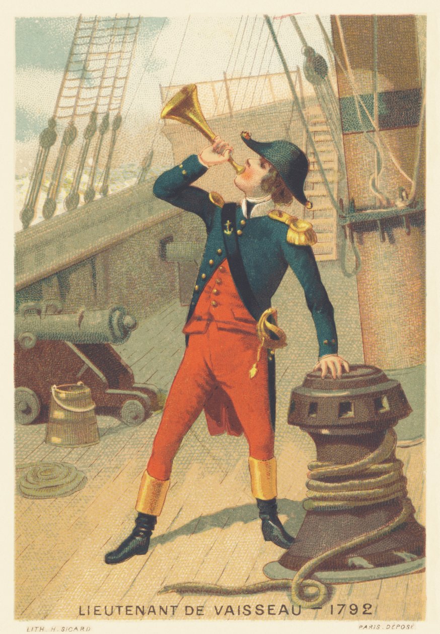 Tenente de um navio em 1792 de French School