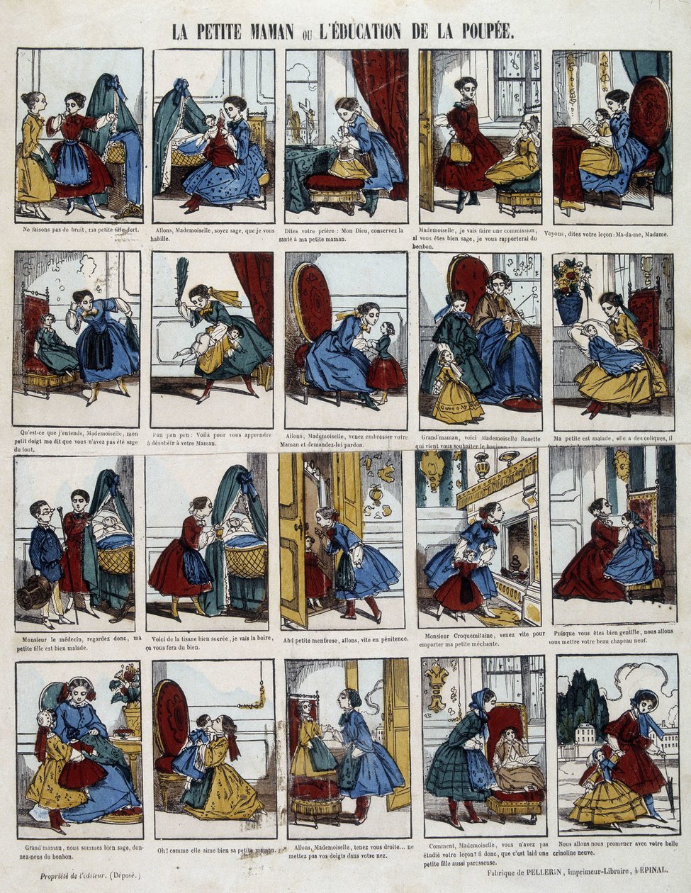 A Pequena Mãe "A Educação da Boneca". Imagem de Epinal, sd. Século XIX. de French School