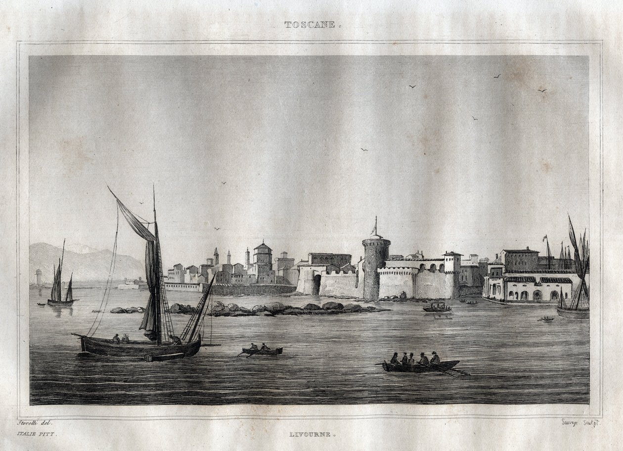 Livorno - Livorno - Toscana - Gravura de "Picturesque Italy" de M. de Norvins, Ch. Nodier 1834-1836. de French School