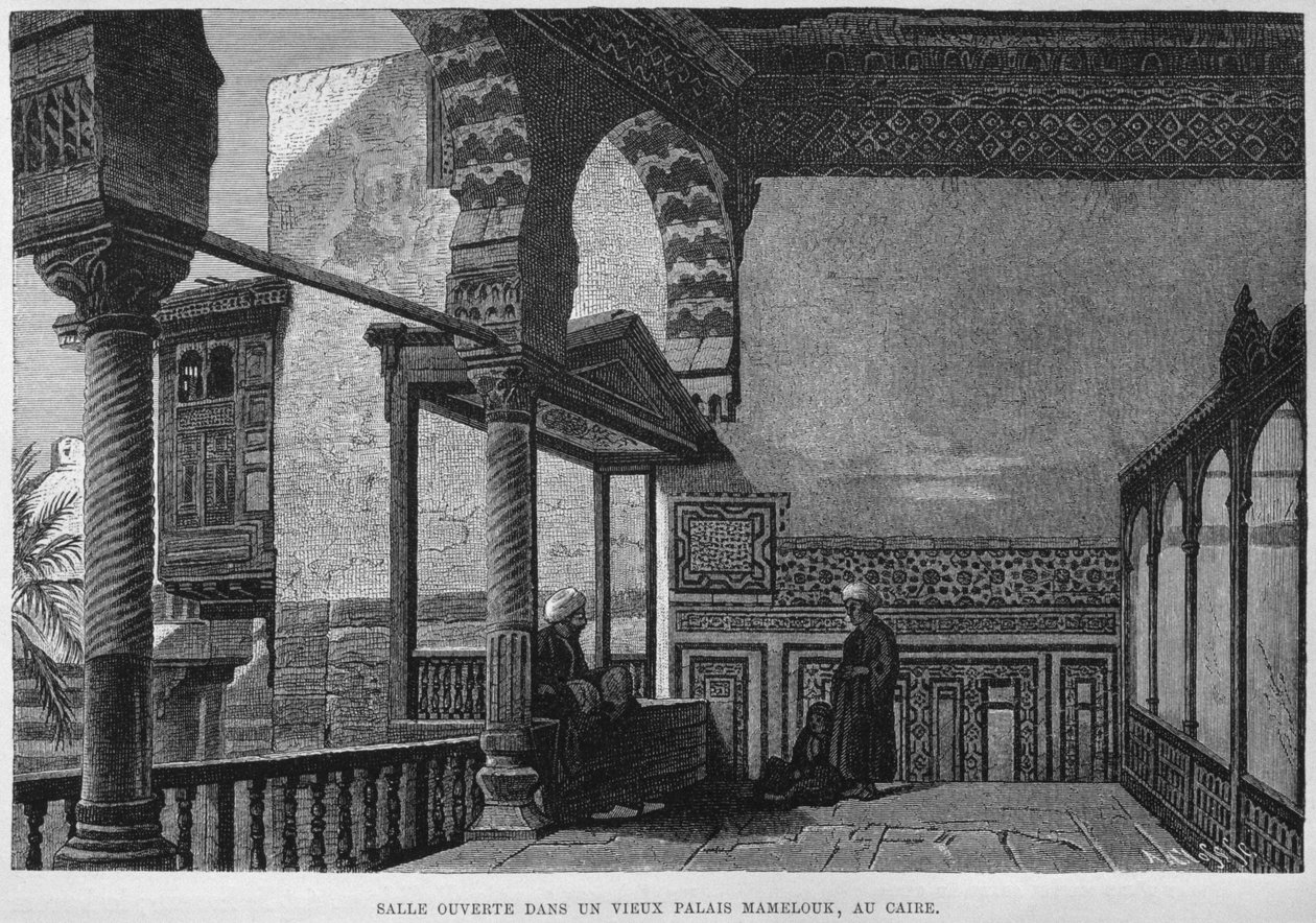 Loggia da casa de Memlook Radnau Beys, Cairo, de LEgypte de Georg Moritz Ebers (1837-98), 1881 (gravura de bw) de French School