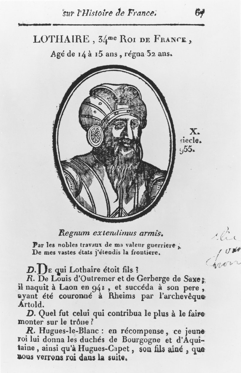 Lothair, Rei Carolíngio da França (gravura) de French School