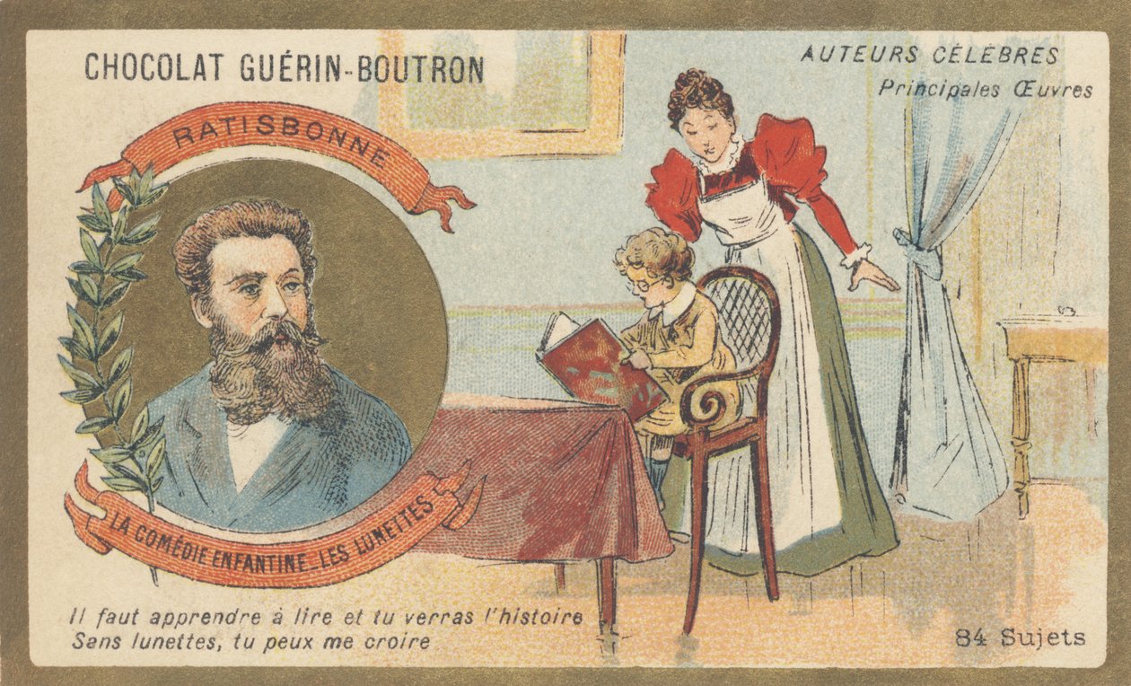 Louis Gustave Fortune Regensbonne (1827-1900), homem de letras francês, autor de “La comedie enfantine - Les glasses” (1861) de French School